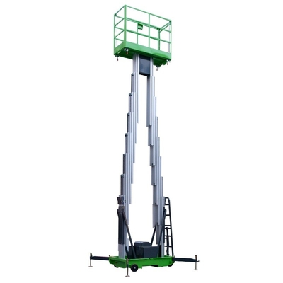 14 Meter 200kg-Tragfähigkeits-vertikale anhebende Plattform-doppelter Mast-manuelle Druck-