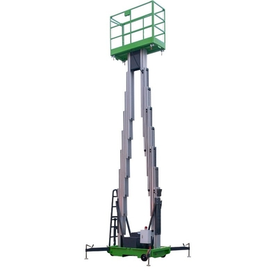 14 Meter 200kg-Tragfähigkeits-vertikale anhebende Plattform-doppelter Mast-manuelle Druck-