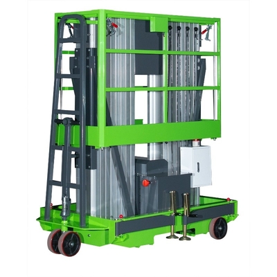 14 Meter 200kg-Tragfähigkeits-vertikale anhebende Plattform-doppelter Mast-manuelle Druck-