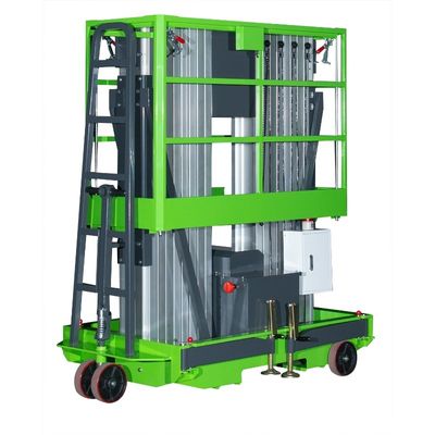12m Aluminum Aerial Work Platform Double Mast Vertical Lift Loading Capacity 200Kg